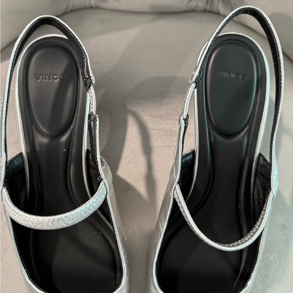 Vince Metallic Silver Slingback Heels - Picture 3 of 9